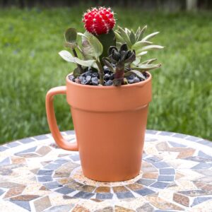 Culver 14-ounce Flower Pot Ceramic Mug, Set of 2 (Terra Cotta Color)