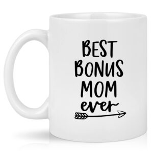 maustic mothers day gifts for mom, best bonus mom ever gifts from daughter son stepchild, bonus mom coffee mug cup, christmas birthday gifts for stepmom stepmother second mom, 11 oz white
