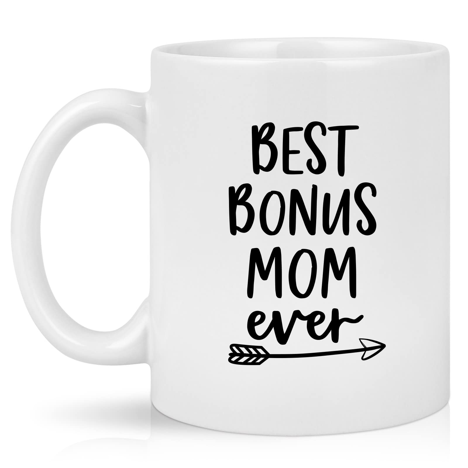 Maustic Mothers Day Gifts for Mom, Best Bonus Mom Ever Gifts from Daughter Son Stepchild, Bonus Mom Coffee Mug Cup, Christmas Birthday Gifts for Stepmom Stepmother Second Mom, 11 Oz White