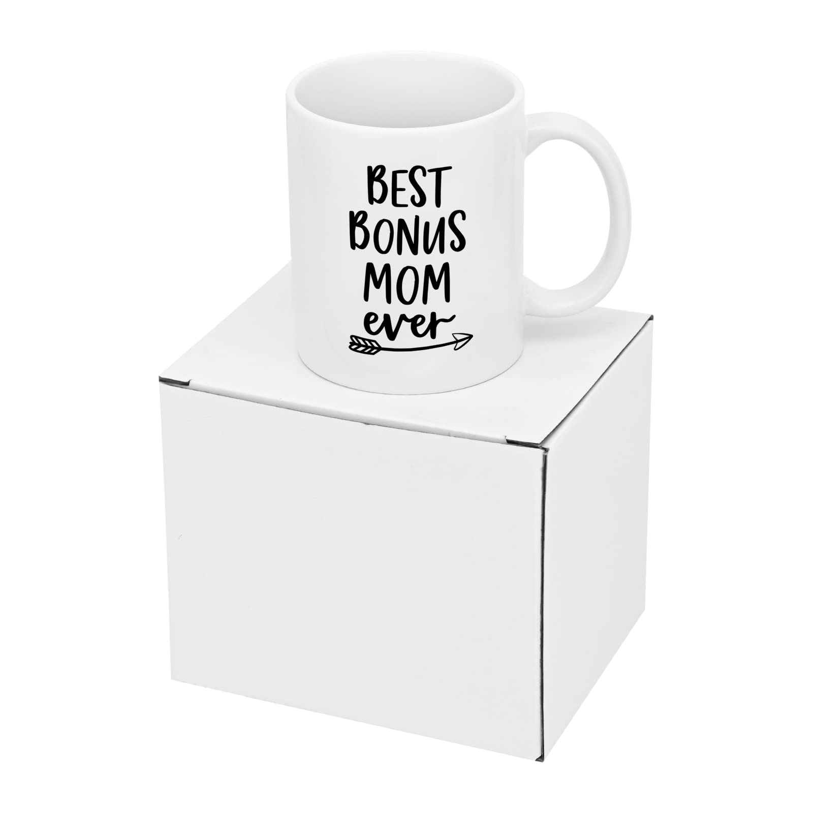 Maustic Mothers Day Gifts for Mom, Best Bonus Mom Ever Gifts from Daughter Son Stepchild, Bonus Mom Coffee Mug Cup, Christmas Birthday Gifts for Stepmom Stepmother Second Mom, 11 Oz White