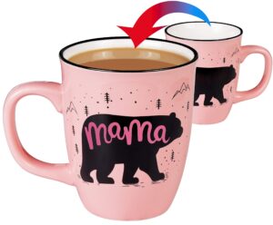 mom gifts for women-color changing mug,mama bear mug-funny birthday gifts for mom,new mom gifts for women,mother,wife,pregnant mom,bonus mom-christmas gifts ideas for mom-16oz pink mom coffee mug cup