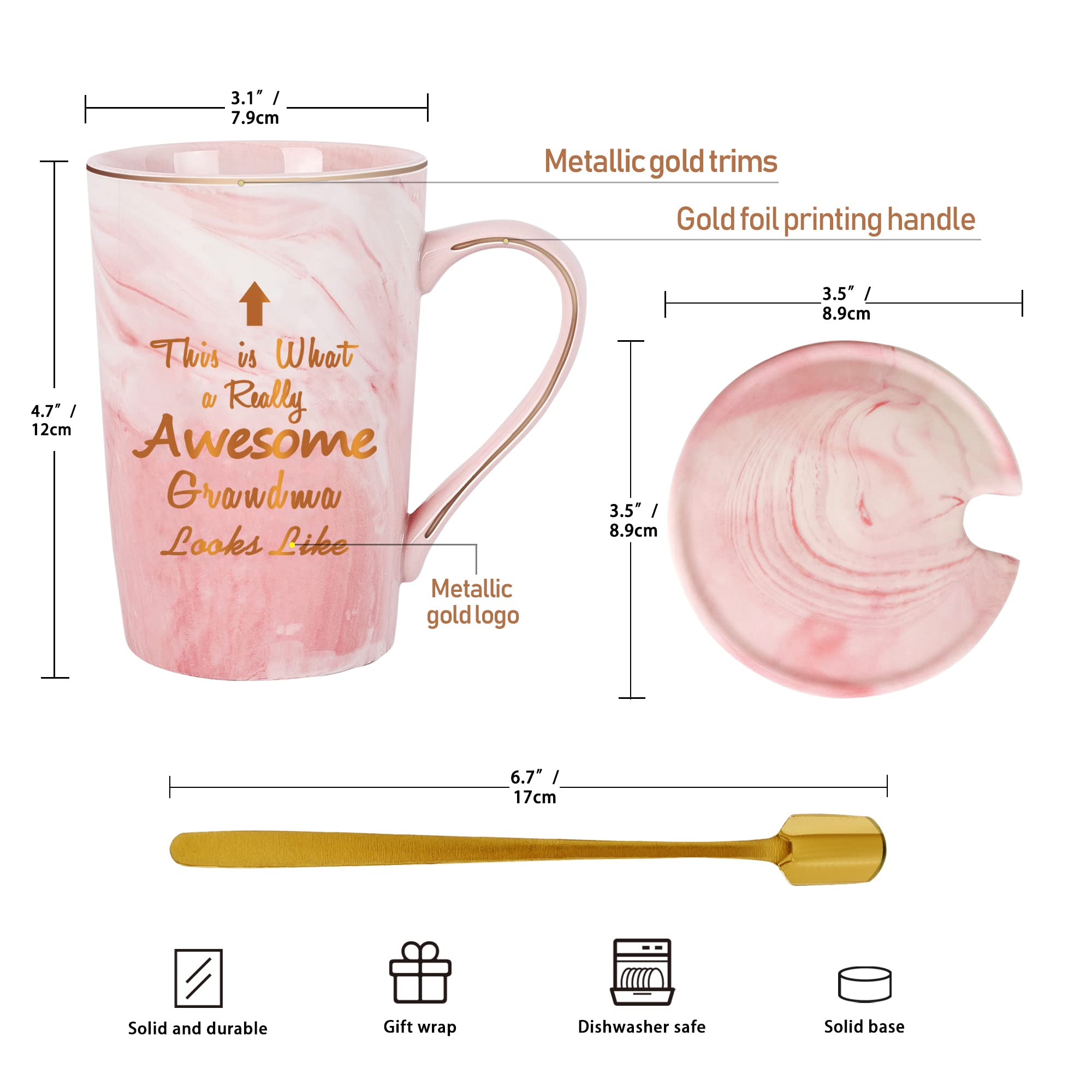 SHENDONG This Is What a Really Awesome Grandma Mug Gift for Grandma Grandma Gift for Mothers Day from Granddaughter Grandson Awesome Grandma Mug Birthday Gift for Grandma 14 Ounce Gift Box Pink