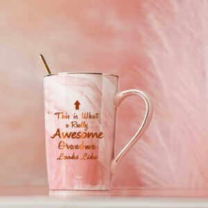 SHENDONG This Is What a Really Awesome Grandma Mug Gift for Grandma Grandma Gift for Mothers Day from Granddaughter Grandson Awesome Grandma Mug Birthday Gift for Grandma 14 Ounce Gift Box Pink