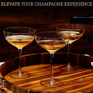 Champagne Coupe Glasses Set of 4 - Elegant Cocktail Coupe, Ideal for serving Martini, Gimlet and Manhattan - High Clarity Crystal Glassware - Excellent Addition to Your Home Bar - 10 oz