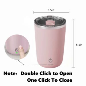 Ckedes Self Stirring Mug Auto Magnetic Stainless Steel Coffee Mug Electric Mixing Mug Home Office Travel Stirring Cup Suitable for Coffee/Milk/Hot Chocolate Pink