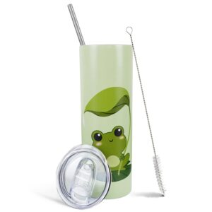 frog tumbler, frog gifts for women/frog lovers, frog cup/coffee mug/water bottle, cute coffee tumbler/mugs for women,unique kawaii frog stuff/decor/accessories/things, 20 oz tumbler with lid and straw