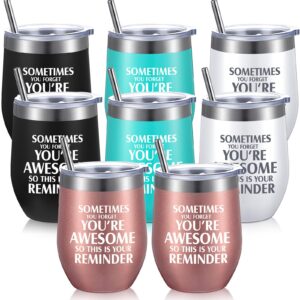 thank you gifts for women appreciation gifts wine tumbler for employee teacher inspirational birthday graduation gift you are awesome/sister with straw stainless steel 12 oz (cute style, 8 pcs)