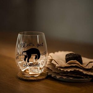 Perfectinsoy Funny sloth Stemless Wine Glass, Cute Funny Sloth Gifts for Women, Christmas Gifts, Happy Valentine Gift, for Boy Friend, Girl Friend, Her His Birthday Anniversar