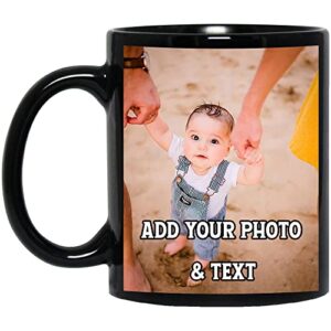 Sweet Love Personalized Text Picture Coffee Mug, Custom Mug Upon You, Photo Name On Cup, Add Multiple Images To Gift for Birthday Xmas Father & Mother Day - Black 15 Oz