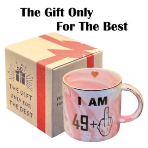 50th Birthday Gifts for Women, Funny Turning 50 Birthday Gift Ideas for Women, Wife, Mom, Daughter, Sister, Her, Aunt, Best Friends, Coworkers - Pink Marble Mug, 13.5oz Coffee Cup