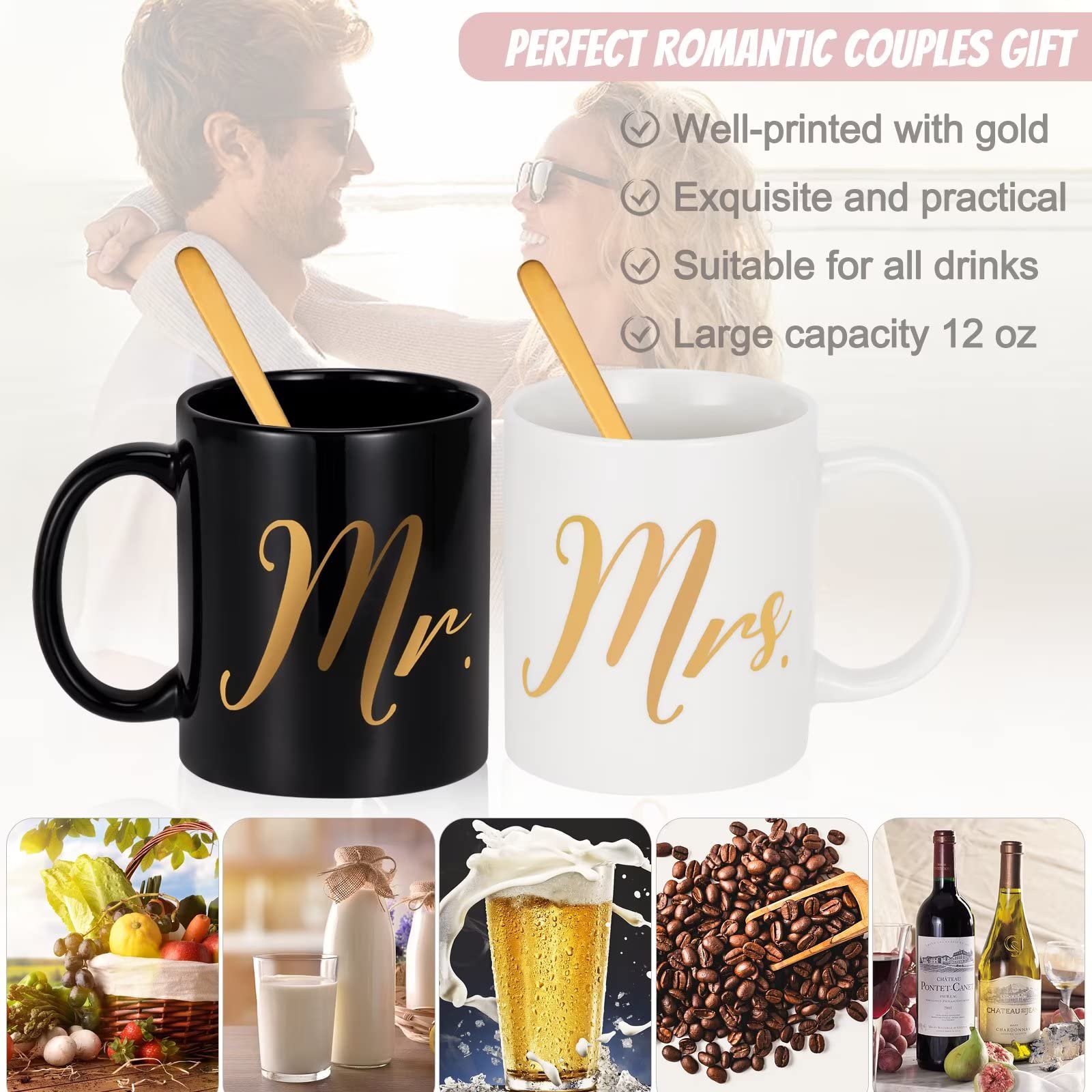 Vakuny Wedding Gifts for Couples - Bridal Shower Gift for Her Women - Anniversary Engagement Honeymoon Gifts for Newlyweds - Mr & Mrs Gifts for Bride and Groom