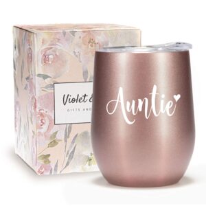 Violet and Gale Aunt Gifts from Niece - Great Gift for Aunts 12oz Auntie Wine Glass Tumbler Best Aunt Ever Birthday Mug Cup