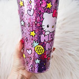 Silver Buffalo Sanrio Hello Kitty Rainbow Confetti Carnival Cup with Lid and Straw | 32 Ounces