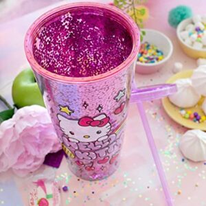 Silver Buffalo Sanrio Hello Kitty Rainbow Confetti Carnival Cup with Lid and Straw | 32 Ounces