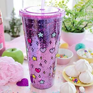 Silver Buffalo Sanrio Hello Kitty Rainbow Confetti Carnival Cup with Lid and Straw | 32 Ounces