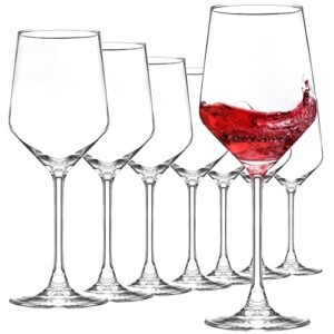 hakeemi laser cold cutting wine glasses set of 8, 17 oz clear wine glasses with stem, dishwasher safe