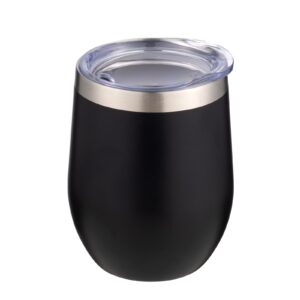 starspeed 12oz stainless steel wine tumbler with lid. stemless double wall insulated wine tumbler.wine glass is suitable for different scenes, parties,outdoor, gifts and so on.(black, 1)
