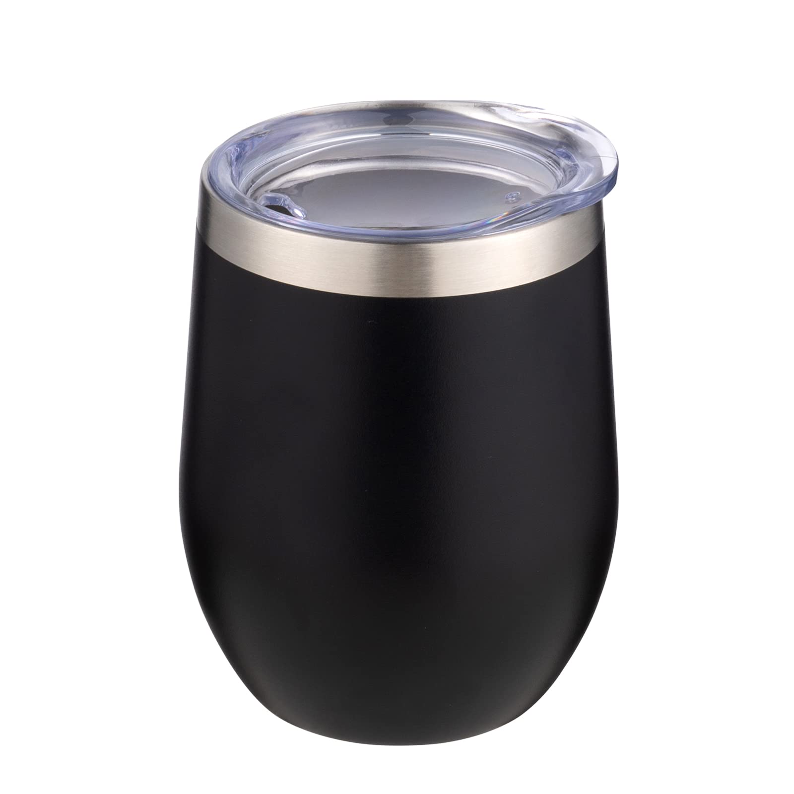 StarSpeed 12OZ Stainless Steel Wine Tumbler with lid. Stemless Double Wall Insulated Wine Tumbler.Wine Glass is suitable for different scenes, parties,outdoor, gifts and so on.(Black, 1)