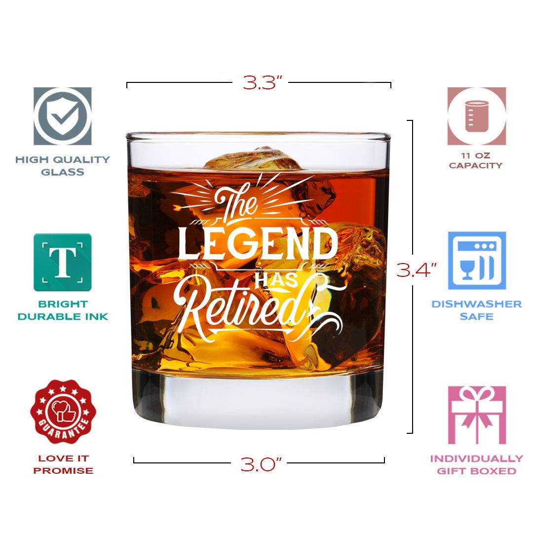 Humor Us Goods Retirement Themed Old Fashioned Glass - Humorous Whiskey Gift - Suitable for Gin - Unique Present for Coworker - Retirement Party Decorations - Personalized Whiskey Glass - 11 oz