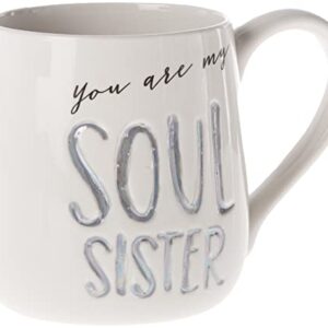 Enesco Our Name is Mud “Soul Sister” Stoneware Engraved Coffee Mug, 1 Count (Pack of 1), Gray