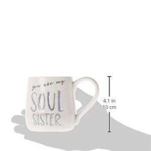 Enesco Our Name is Mud “Soul Sister” Stoneware Engraved Coffee Mug, 1 Count (Pack of 1), Gray