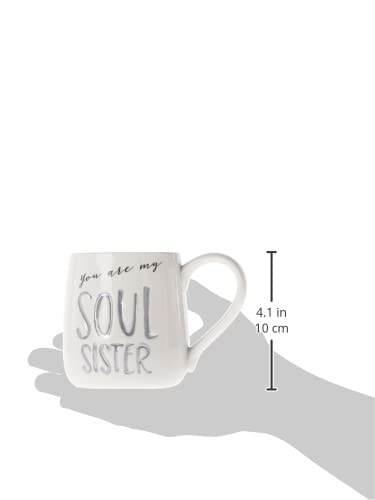 Enesco Our Name is Mud “Soul Sister” Stoneware Engraved Coffee Mug, 1 Count (Pack of 1), Gray