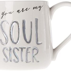 Enesco Our Name is Mud “Soul Sister” Stoneware Engraved Coffee Mug, 1 Count (Pack of 1), Gray