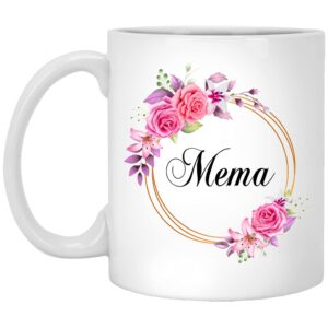 gavinsdesigns mema flower novelty coffee mug gift for mother's day - mema pink flowers on gold frame - new mema mug flower - birthday gifts for mema - mema coffee mug 11oz(mug-t4lobo5ha3-11oz)