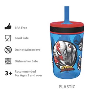 Zak Designs Marvel Spider-Man and Venom Kelso Tumbler Set, Leak-Proof Screw-On Lid with Straw, Made of Durable Plastic and Silicone, Perfect Bundle for Kids (15 oz, 2pc Set)