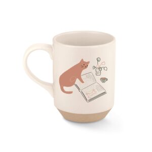 Fringe Studio Coffee Cat Stoneware Mug, 1 Count (Pack of 1), Natural