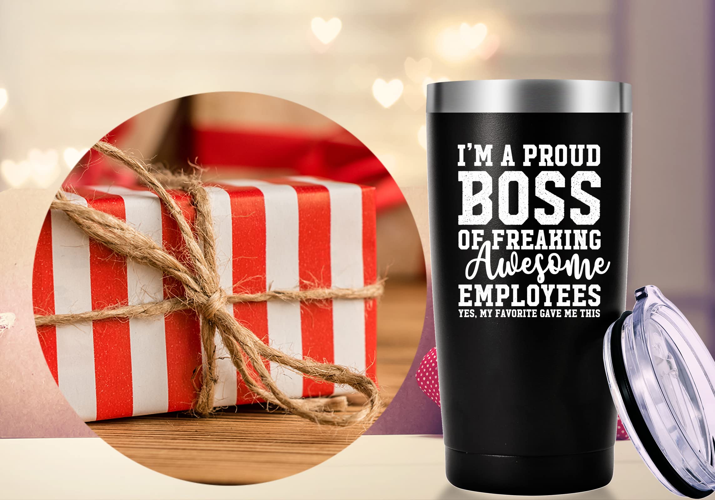 AMZUShome I Am A Proud Boss Travel Mug Tumbler.Funny Boss Day,Office Gifts.Moving Appreciation Retirement Birthday Christmas Gifts For Men Women Boss Boss Lady From Employees(20oz Black)