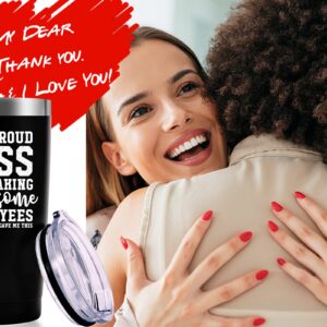 AMZUShome I Am A Proud Boss Travel Mug Tumbler.Funny Boss Day,Office Gifts.Moving Appreciation Retirement Birthday Christmas Gifts For Men Women Boss Boss Lady From Employees(20oz Black)