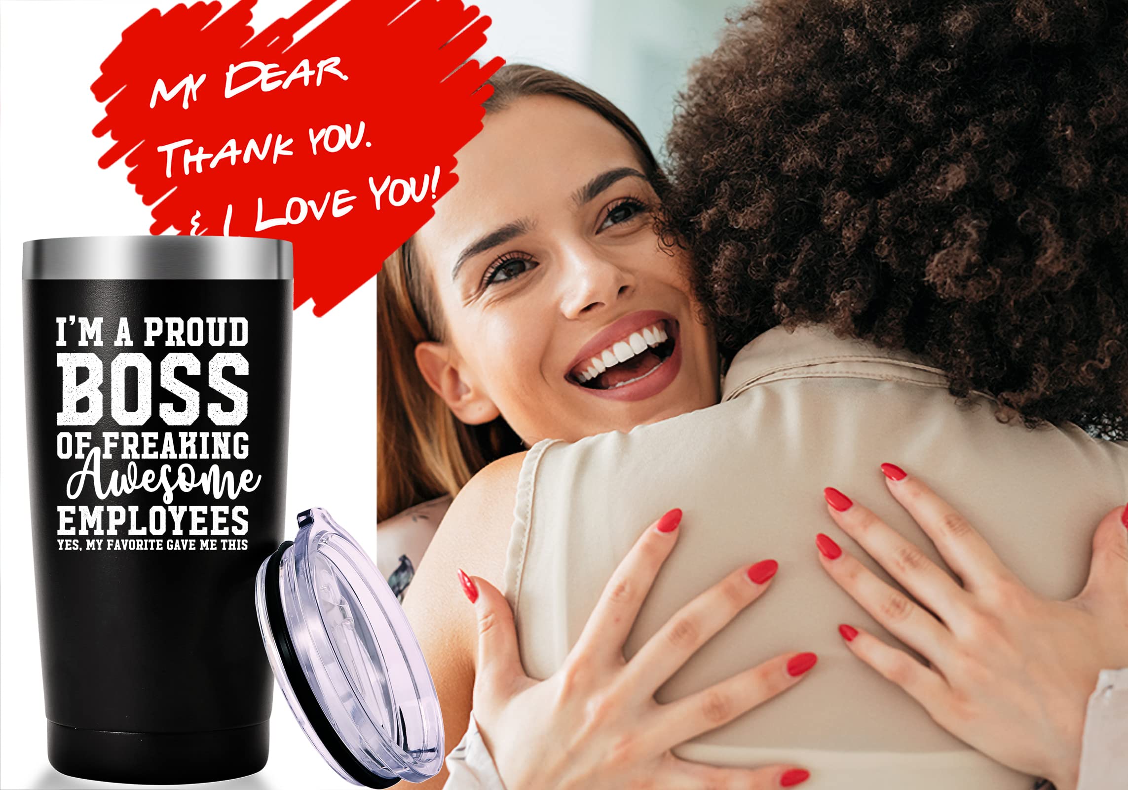 AMZUShome I Am A Proud Boss Travel Mug Tumbler.Funny Boss Day,Office Gifts.Moving Appreciation Retirement Birthday Christmas Gifts For Men Women Boss Boss Lady From Employees(20oz Black)