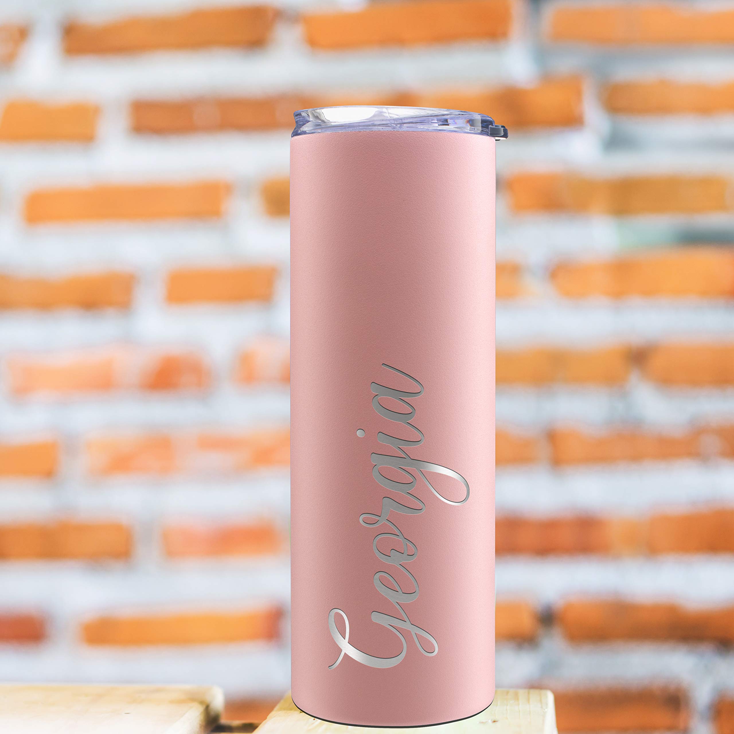 Personalized Skinny Tumblers with Lid, Gifts for Her 20 oz Purple, 12 Designs | Custom Engraved Tumbler w Name - Personalized Cups - Gifts for Women, Double-Walled Stainless Steel