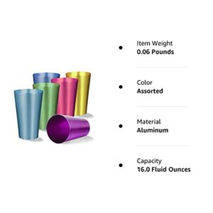 ALUMINUM TUMBLERS Retro Jewel Aluminum Colored Tumblers Cups Set of 6, Multicolor,16 FL OZ