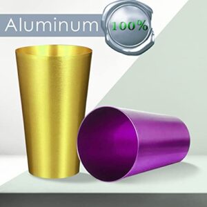 ALUMINUM TUMBLERS Retro Jewel Aluminum Colored Tumblers Cups Set of 6, Multicolor,16 FL OZ