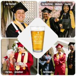 DAZLUTE Graduation Gifts, This Badass Has a Masters Degree Beer Glass for Him Men Brother Boyfriend Friends Graduates School Students Graduation Party, Masters Degree Graduation Gifts for Him, 15Oz