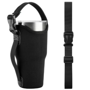 beautyflier neoprene 3in1 tumbler carrier holder pouch compatible with 30oz yeti rambler/stanley iceflow stainless steel tumbler, insulated cup holder with handle and adjustable shoulder sling