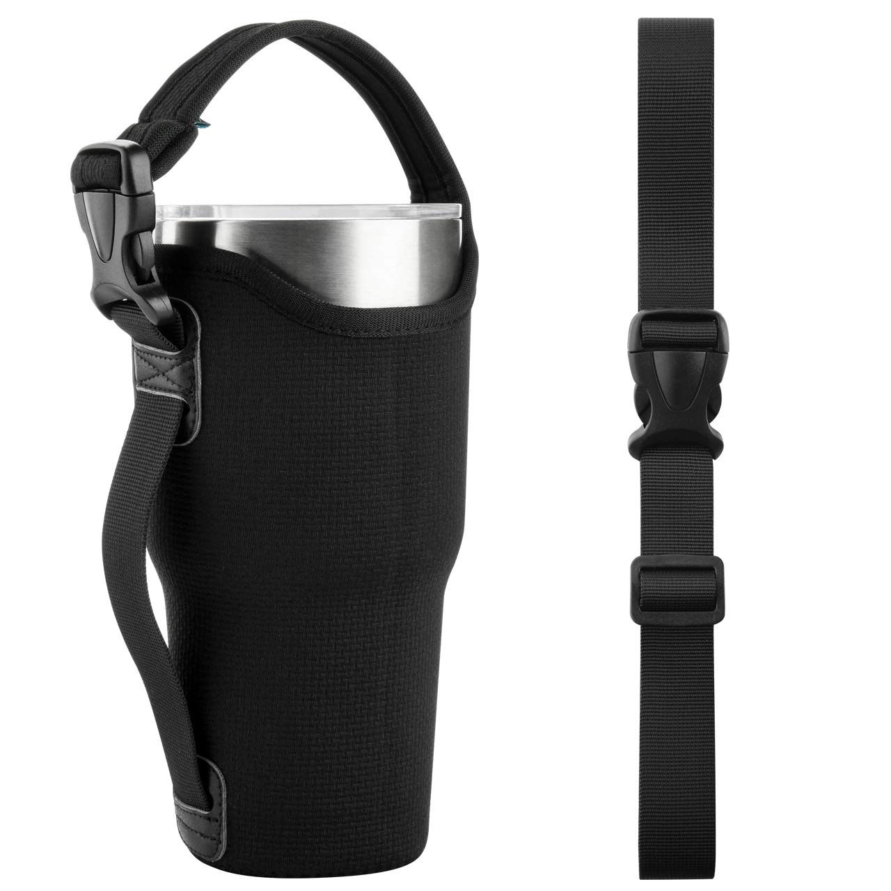 Beautyflier Neoprene 3IN1 Tumbler Carrier Holder Pouch Compatible with 30oz YETI Rambler/Stanley IceFlow Stainless Steel Tumbler, Insulated Cup Holder with Handle and Adjustable Shoulder Sling