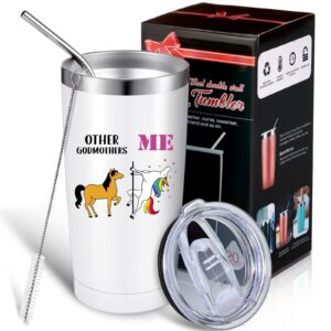 patelai other godmothers me unicorn coffee mug, godmother gift for godmother birthday holiday christmas, funny 20 oz vacuum insulated mug tumbler with lid straw and brush (white)