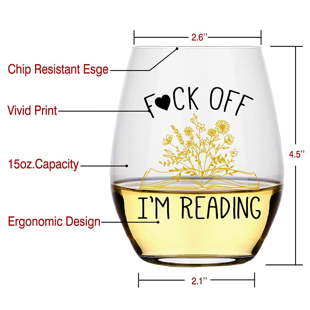 Perfectinsoy I'm Reading Wine Glass, Cute Funny Book Club Gifts for Lovers of Reading & Fun Librarians, Bookworm Gift, Reader Wine Glass, Gift for Readers, Gift for Book Lovers, Gag Gift for Women