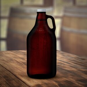 DISCOUNT PROMOS 6 Amber Glass Beer Growlers Set, 64 oz. - Screw on Lid, Sturdy, Barware - Amber