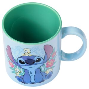 Silver Buffalo Disney Lilo and Stitch Floral Ducks Ceramic Coffee Mug, 20 Ounces, 20oz Stitch Floral Ducks, 20oz