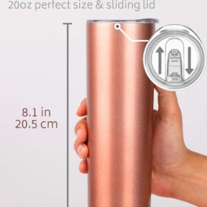 Onebttl Birthday Gifts for Women, Her, Girlfriend, Mom, Best Friends, Aunt, 20oz Stainless Steel Skinny Tumbler with Lid and Straw, Queens are Born in May - Rosegold