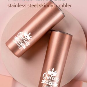 Onebttl Birthday Gifts for Women, Her, Girlfriend, Mom, Best Friends, Aunt, 20oz Stainless Steel Skinny Tumbler with Lid and Straw, Queens are Born in May - Rosegold