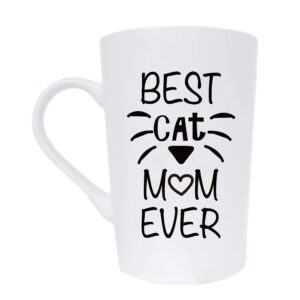 mauag mothers day gifts funny cat mom coffee mug christmas gifts, best cat mom ever cute cup from daughter or son, white 12 oz