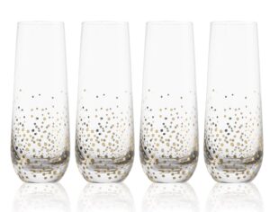 trinkware goldosa stemless champagne flute glasses with gold luster – mimosa glasses set of 4 – 9oz