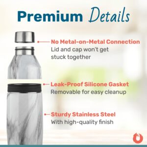 SNOWFOX C90024-15 Premium Vacuum Insulated Stainless Steel Cocktail Shaker-Home Bar Accessories-Elegant Drink Mixer-Leak-Proof Lid With Jigger & Built-In Strainer-Black/Gold-22oz.