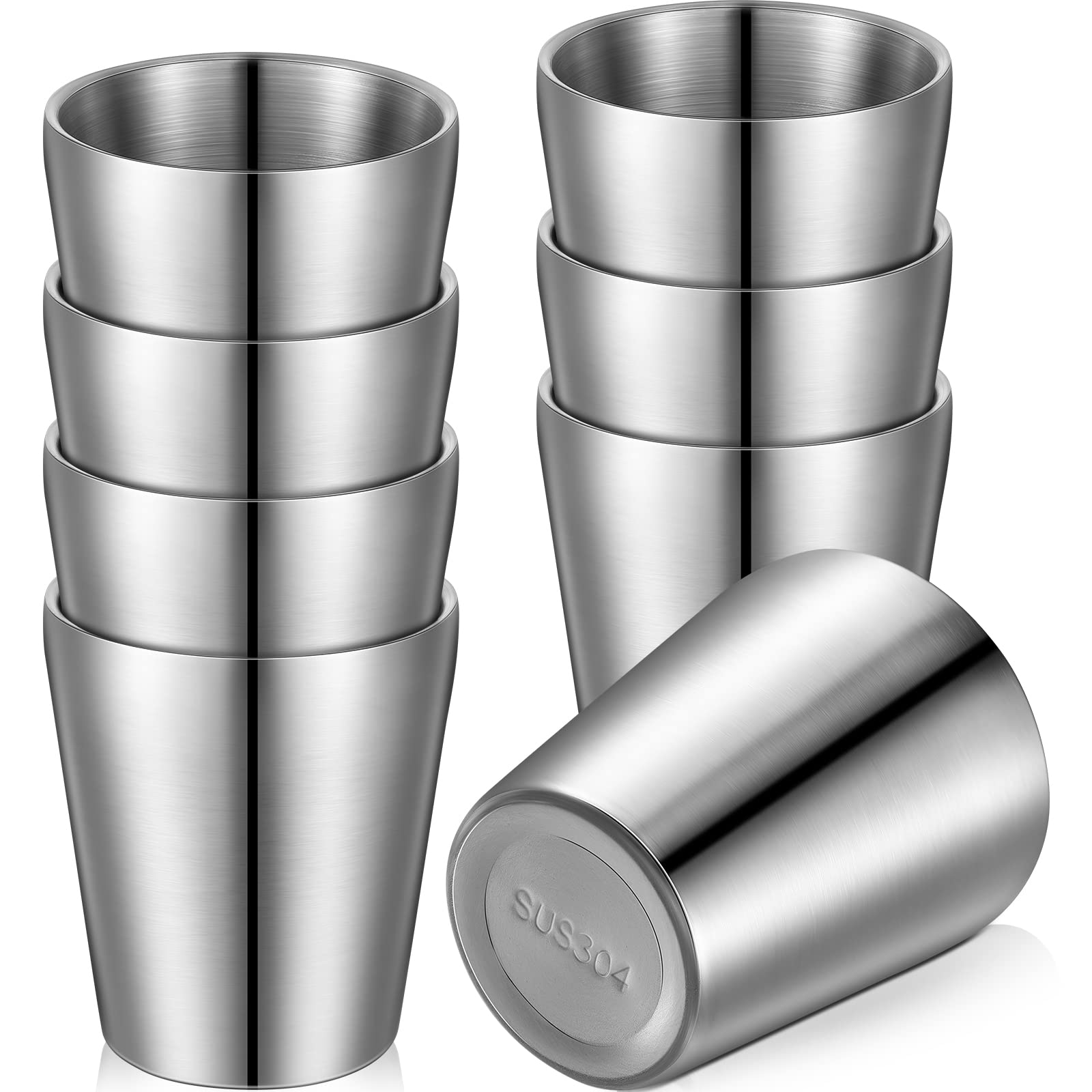 Mimorou 8 Pack Stainless Steel Insulated Cup 10 oz Metal Tumbler Double Wall Vacuum Water Glasses Camping Reusable Mugs Bbq Home Office Party Coffee