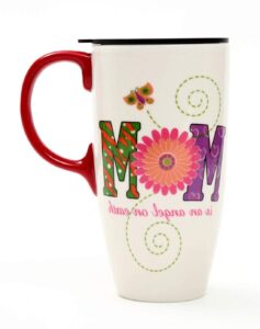 bloom valley coffee ceramic mug mother's day mug porcelain latte tea cup with lid 17oz. mom